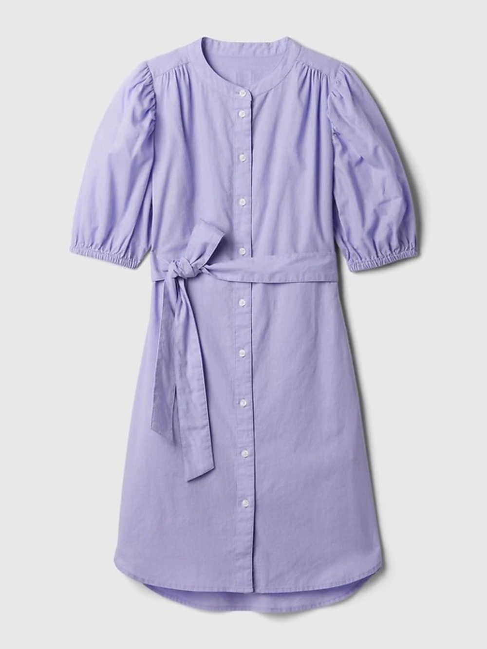 GAP Lilac Linen Blend Puff Sleeve Belted Dress Sz XL - Picture 3 of 7